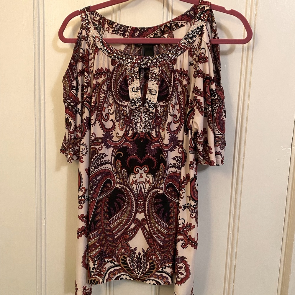 Paisley Floral Design Blouse Size L